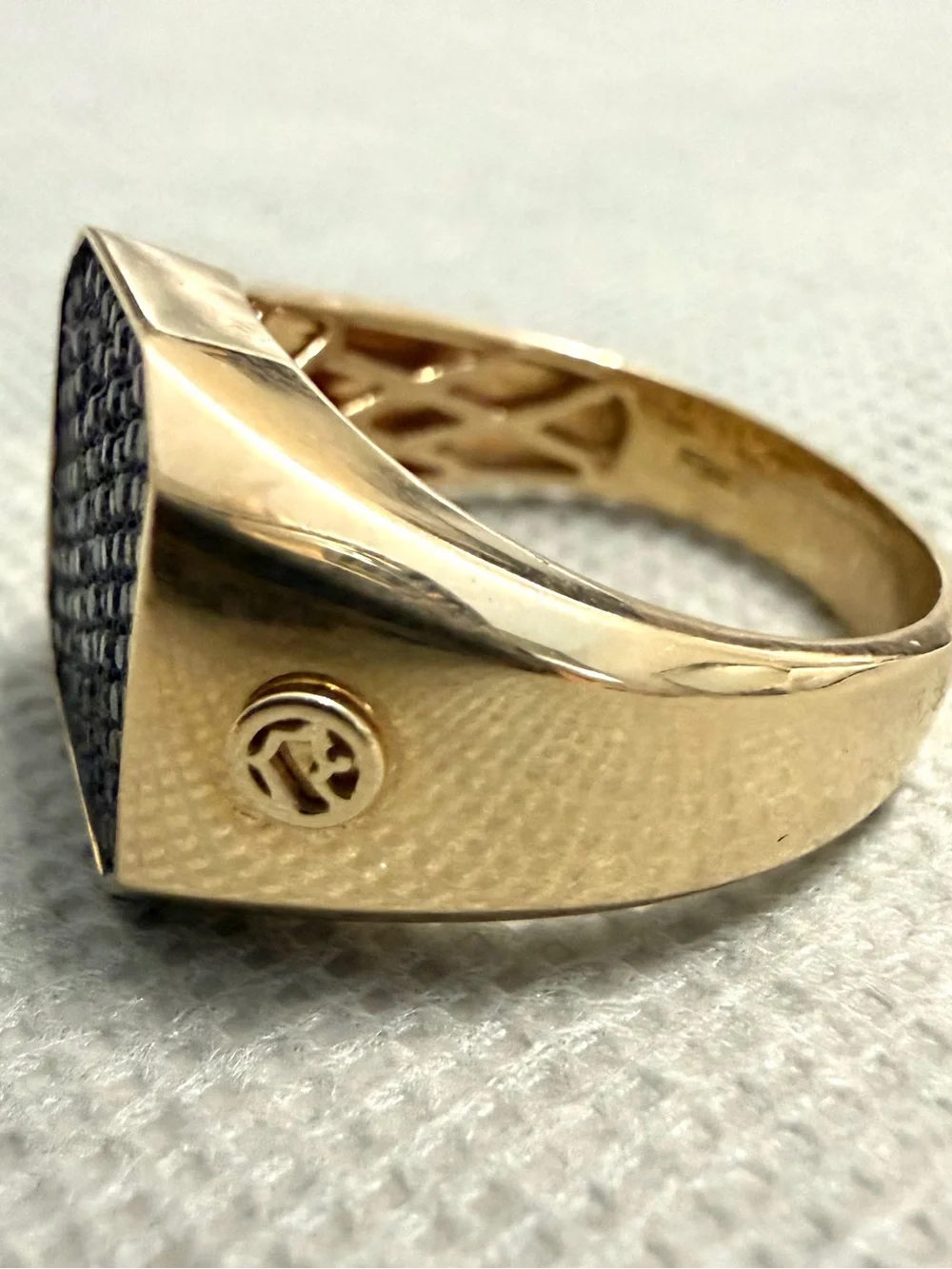 Men's Effy 14K Yellow Gold Black Diamond Signet Ring